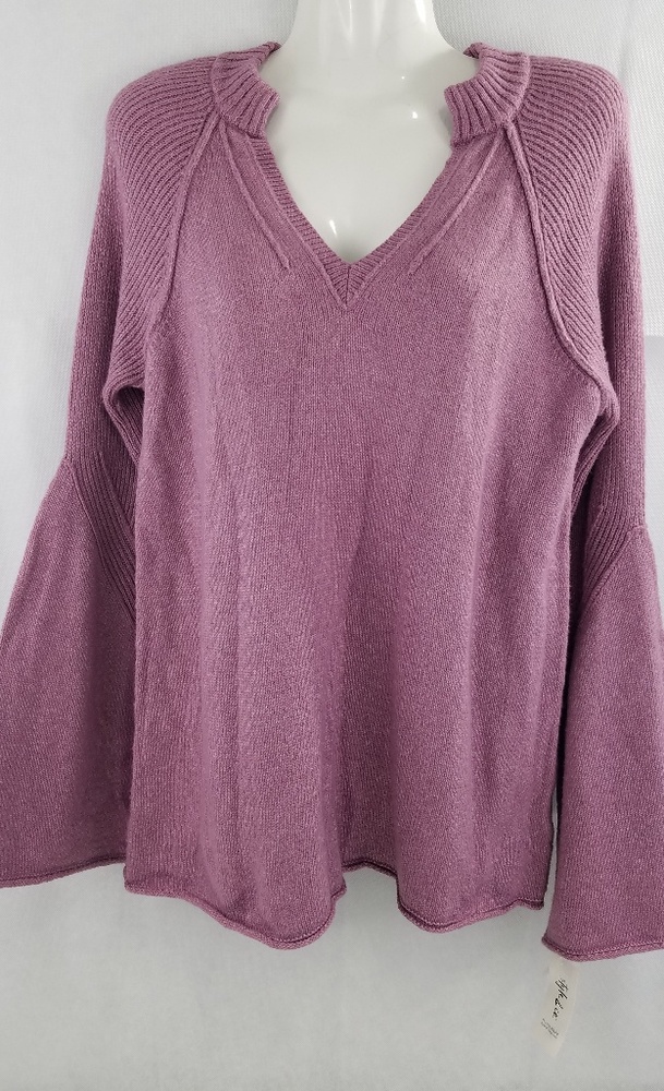 Style & Co Split Neck Bell Sweater Mauve S